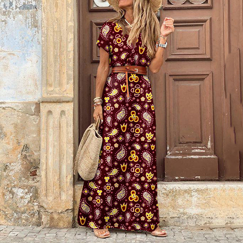 Damen maxikleid mit verspieltem Paisleymuster Sovae