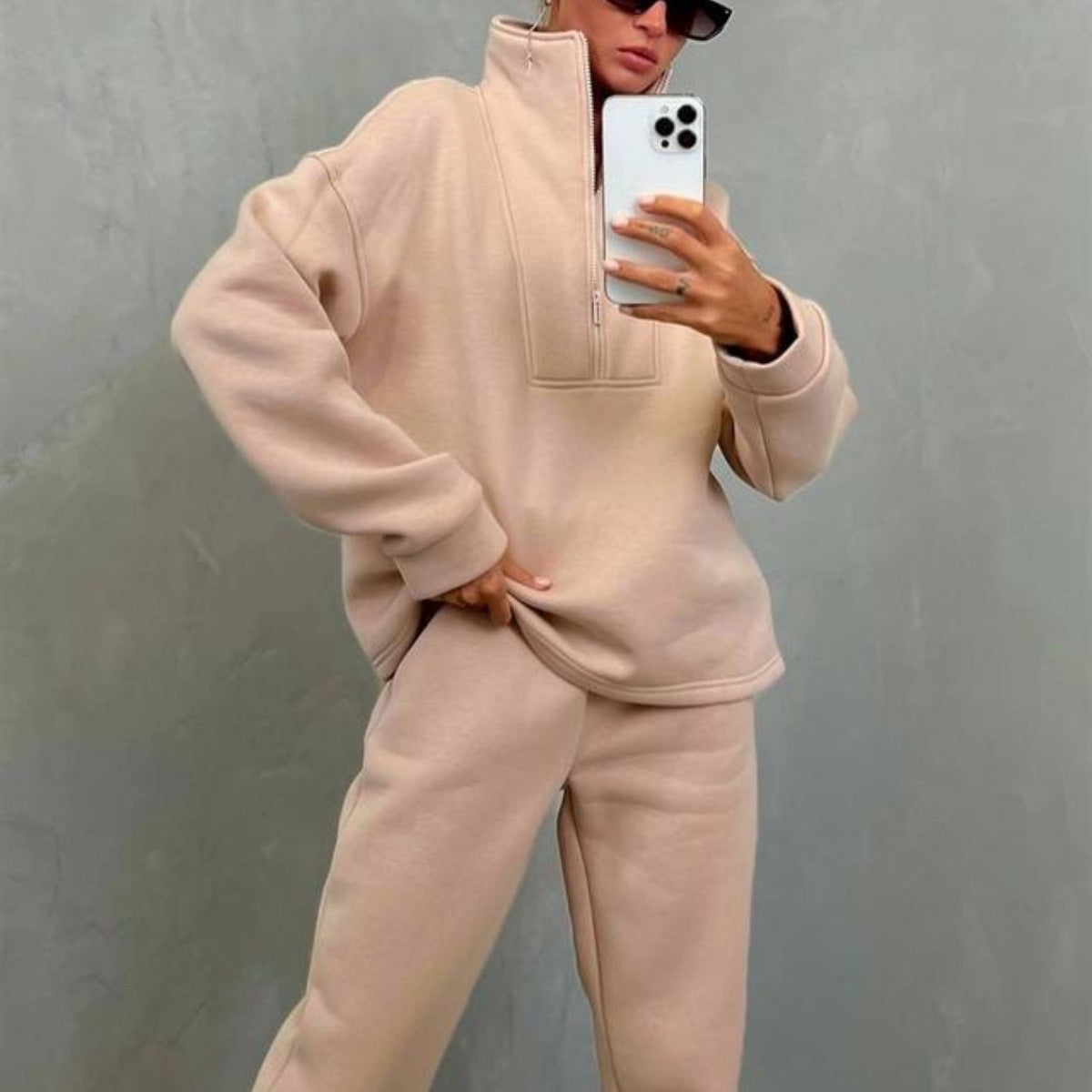 Damen Sportliche Pullover-Set mit hohem Kragen Sovae