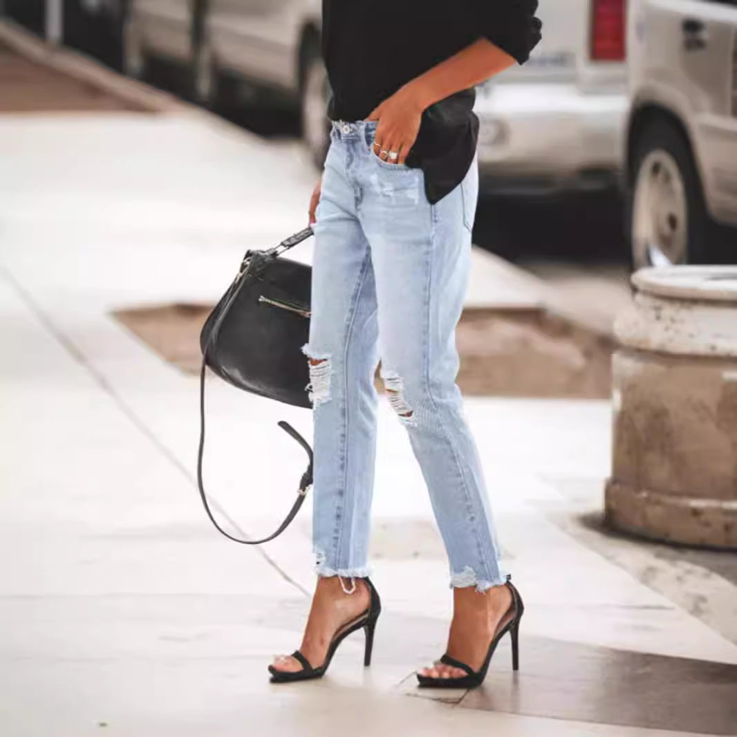 Damen Relaxed Fit Jeans im Destroyed-Look Sovae