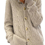 Damen Kuscheliger Grobstrick Cardigan mit Knopfverschluss Sovae