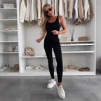 Damen Sportlicher Langarm-Jumpsuit mit Rippstruktur Sovae