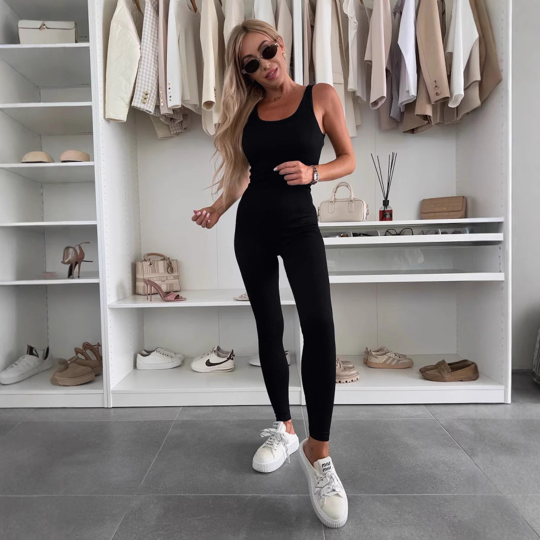 Damen Sportlicher Langarm-Jumpsuit mit Rippstruktur Sovae