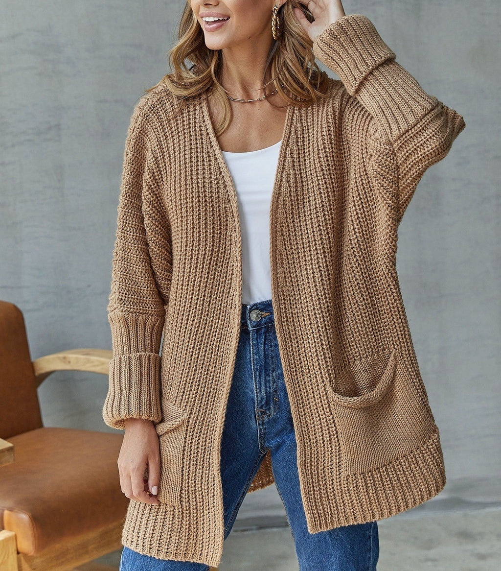 Damen Grobstrickjacke mit praktischen Taschen und lässigem Schnitt Sovae