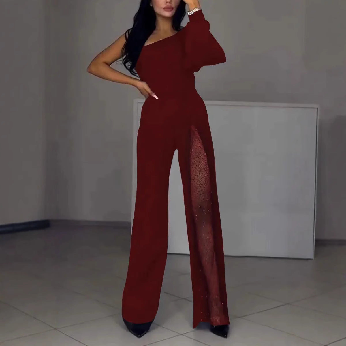 Damen Eleganter Jumpsuit mit funkelnden Elementen Sovae