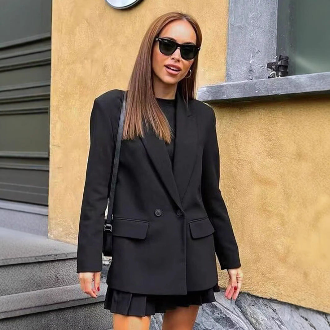 Damen elegante Doppelreiher-Blazerjacke mit stilvollem Schnitt Sovae