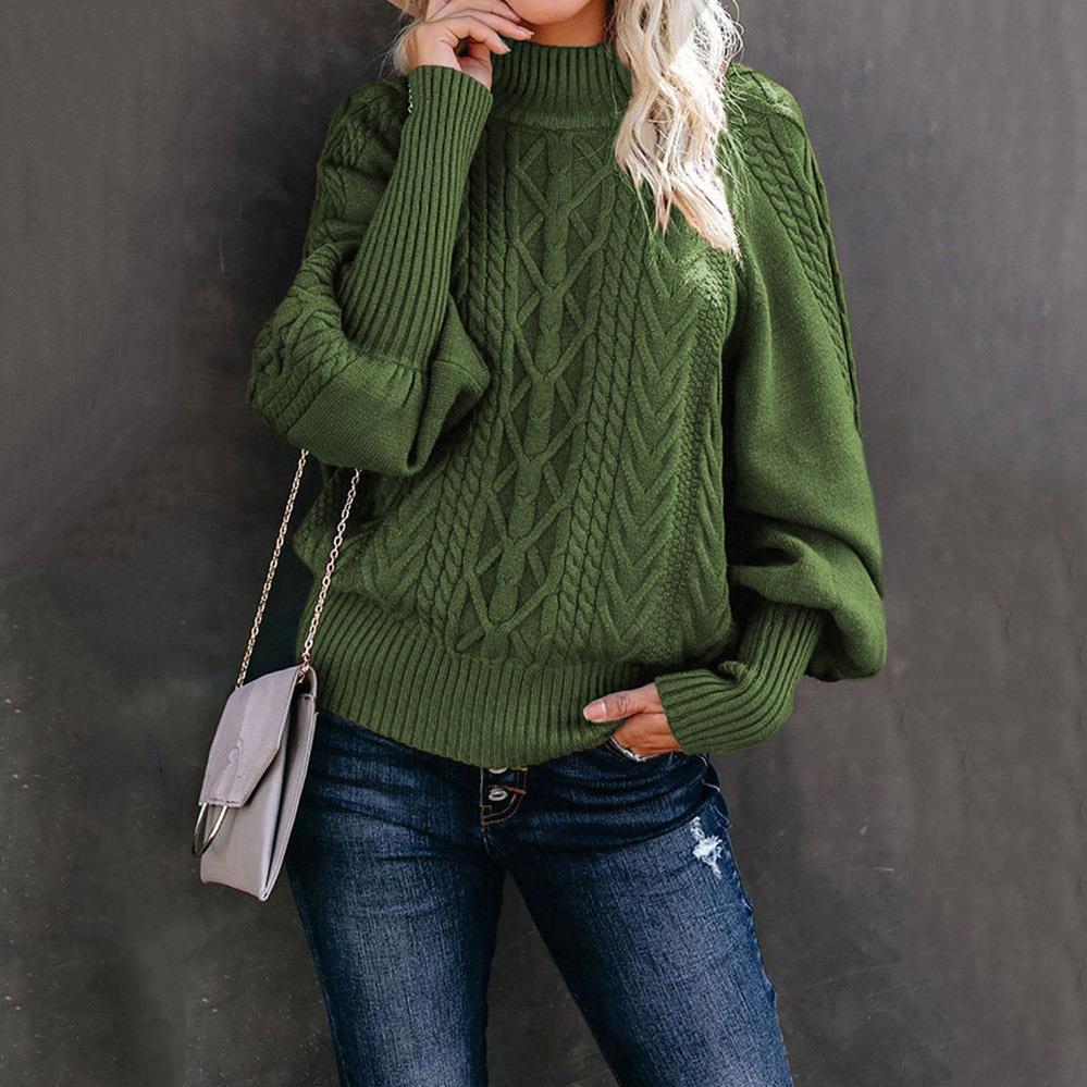 Damen Strickpullover mit hochgeschlossenem Kragen und strukturiertem Design Sovae