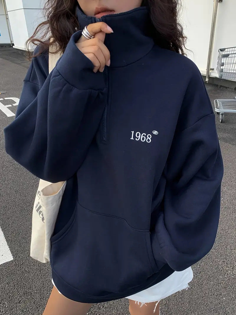 Damen Oversized Fleece-Hoodie mit hohem Kragen Sovae