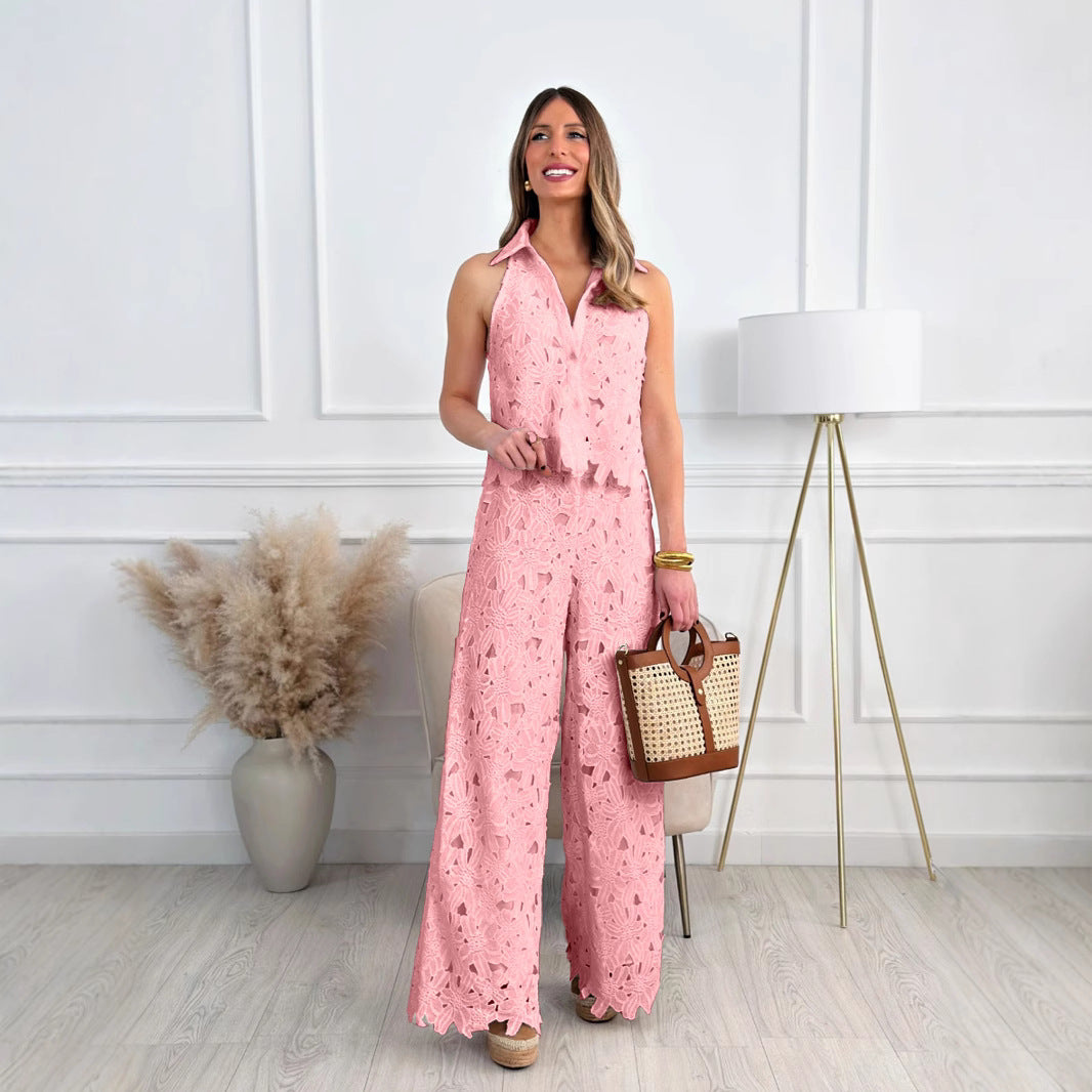 Damen luftiges Overall mit floralen Stickereien Sovae