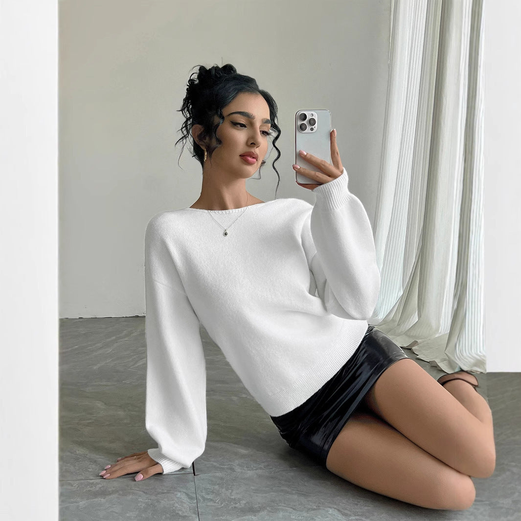 Damen modischer Strickpullover mit Glitzer-Schleifen Sovae