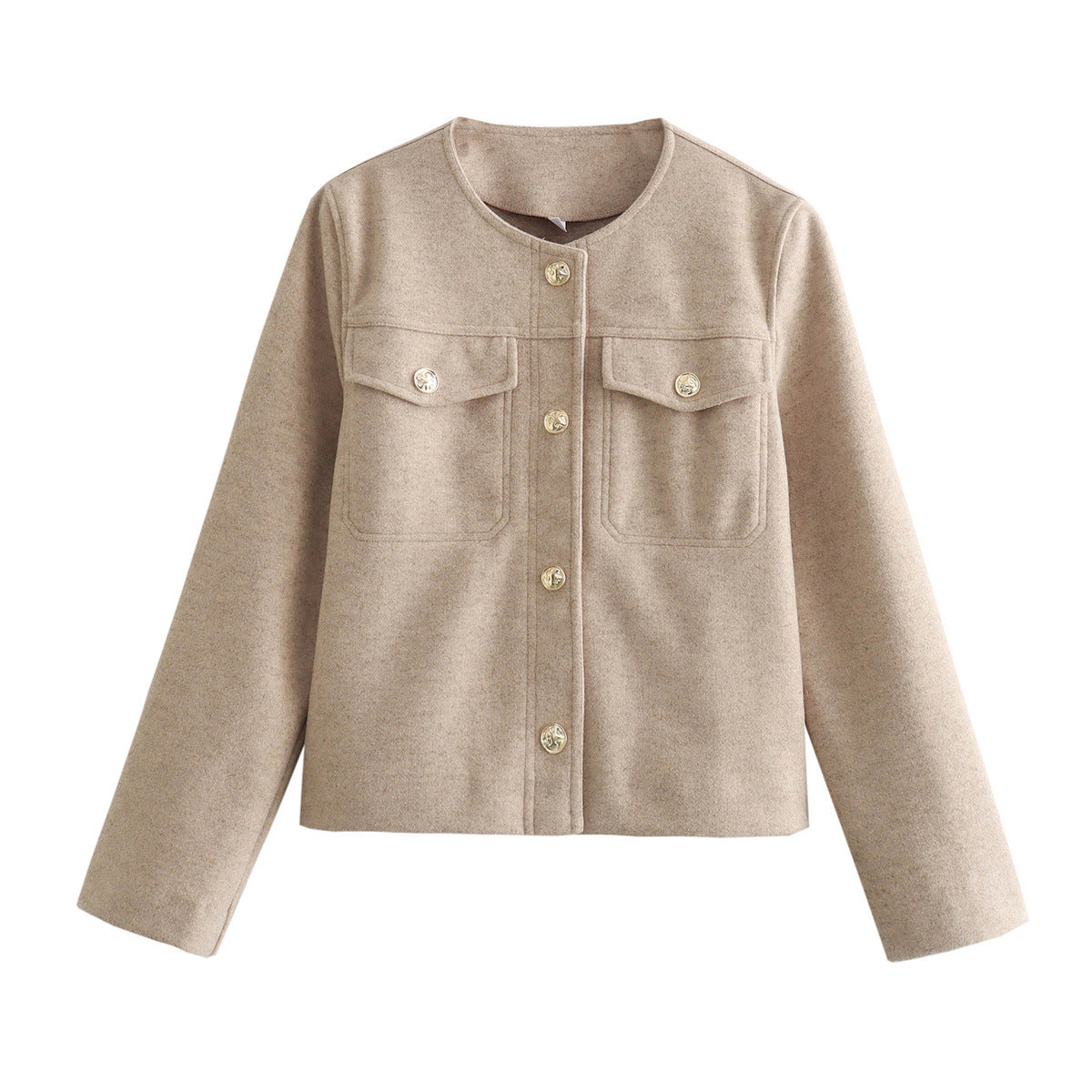Damen elegante Bouclé-Jacke mit Knopfdetails und praktischen Taschen Sovae