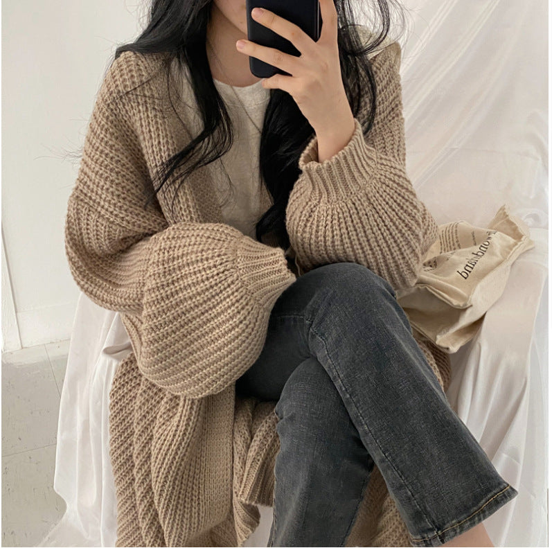 Damen Oversized Strickcardigan mit tiefen Raglanärmeln Sovae