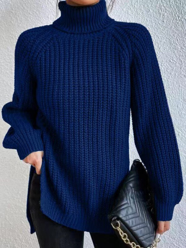 Damen gemütlicher Strickpullover mit Rollkragen und weitem Schnitt Sovae