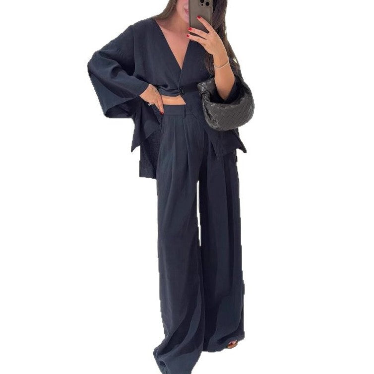 Damen luftige Leinenanzug Sovae