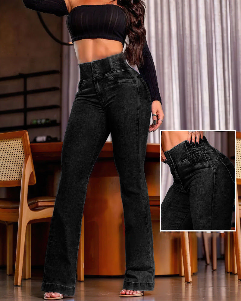Damen Hochgeschnittene Jeans mit weitem Bein Sovae