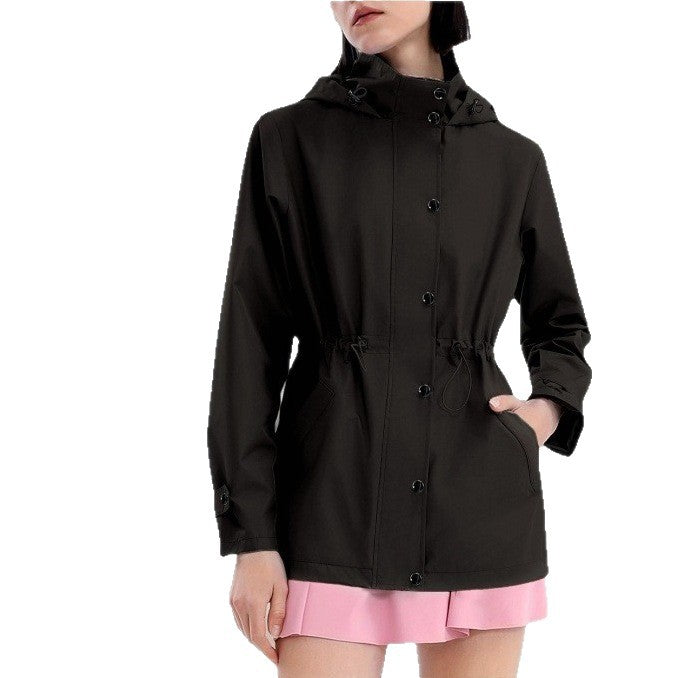 Damen modische Übergangsjacke mit praktischer Kapuze und verstellbarem Bund Sovae
