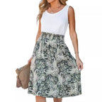 Damen lässiger Rock mit elastischem Bund und Paisley-Muster Sovae