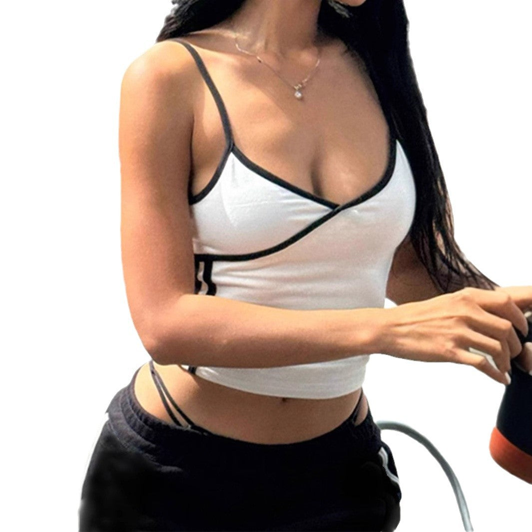 Damen Sportliches Top mit dekorativem Streifen Sovae