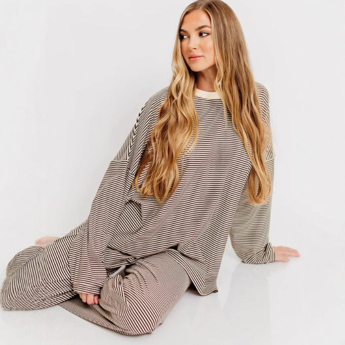 Damen gemütlicher Stepp-Pullover-Set Sovae
