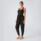 Damen lässiger Jumpsuit mit breiten Trägern und praktischen Taschen Sovae