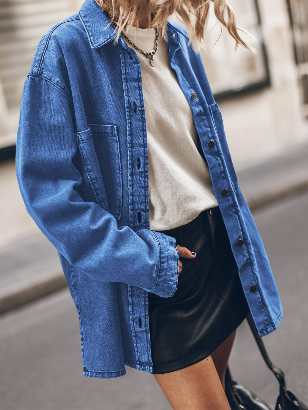 Damen Oversized Jeansjacke Sovae