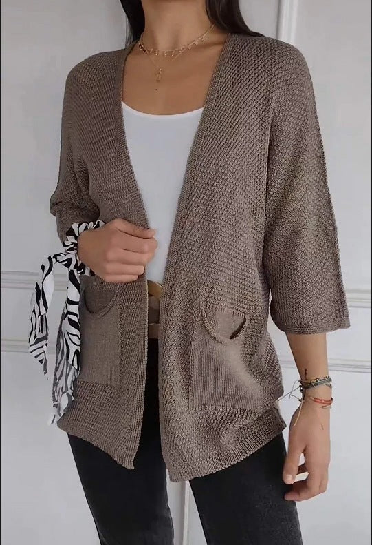 Damen lässige Strickjacke mit praktischen Taschen Sovae