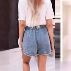 Damen Denim-Shorts mit elastischem Bund und praktischen Taschen Sovae