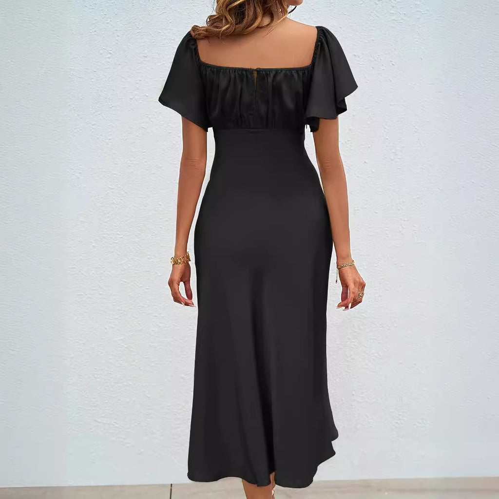 Damen Elegantes Midikleid mit voluminösen Ärmeln und V-Ausschnitt Sovae