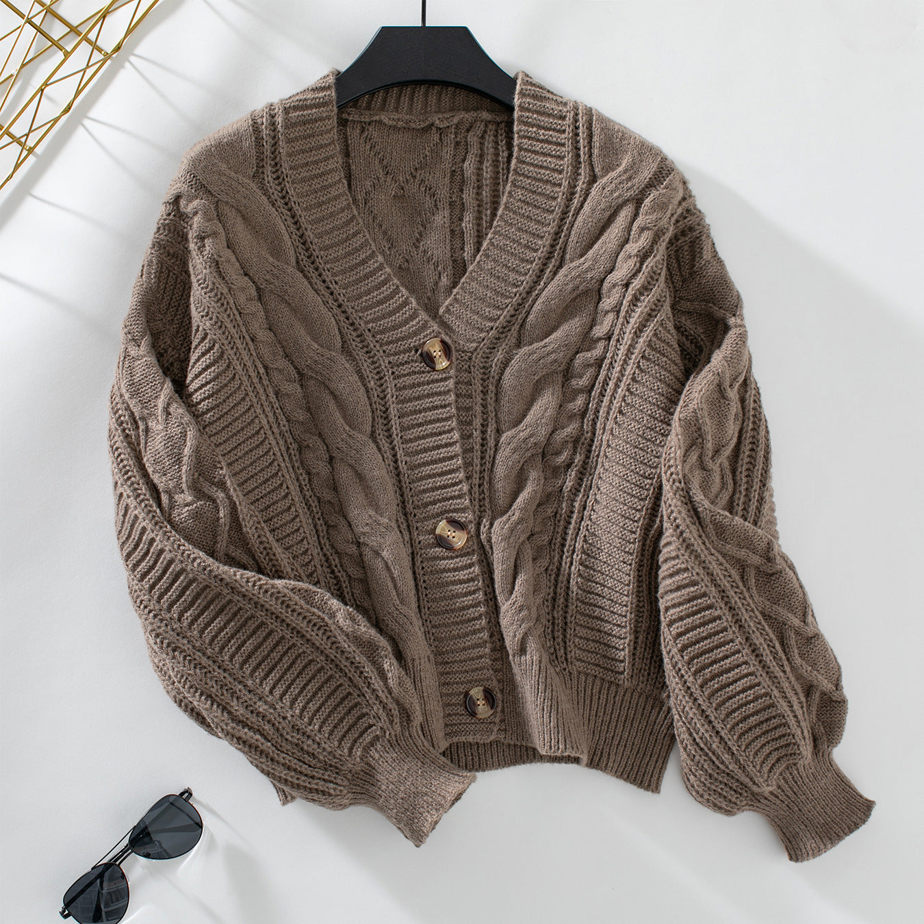 Damen Strickjacke mit dekorativem Zopfdesign und weich strukturiertem Material Sovae
