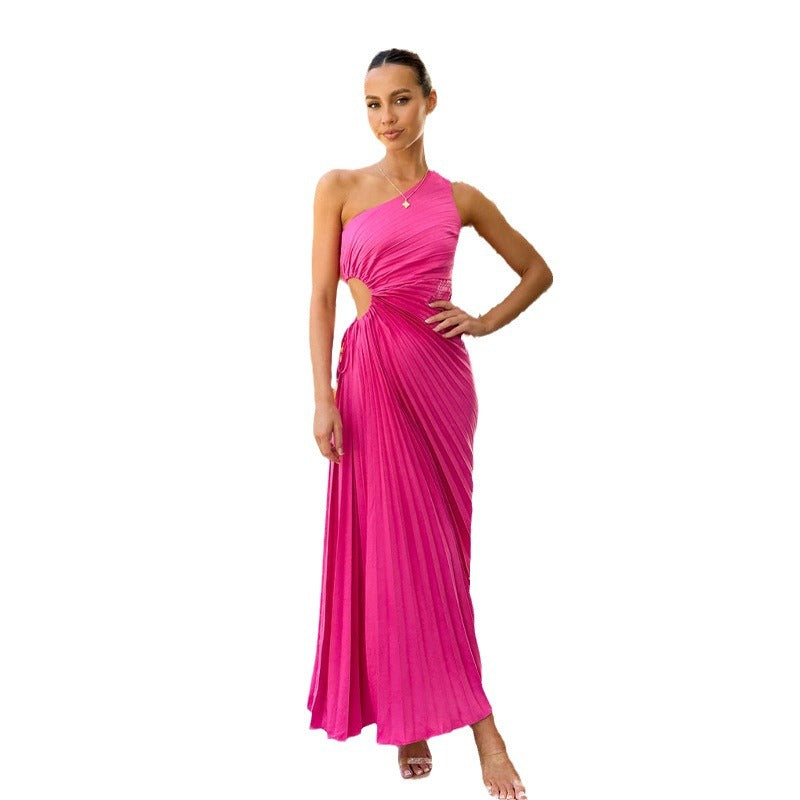 Damen Elegantes und trendiges Maxikleid mit asymmetrischem Schnitt und Raffungen Sovae