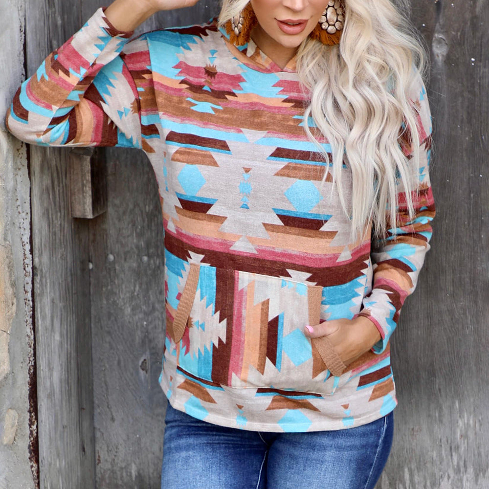 Damen Kapuzenpullover mit modernem geometrischen Muster Sovae