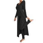 Damen elegantes Strick-Jumpsuit mit seitlichen Schlitzen Sovae