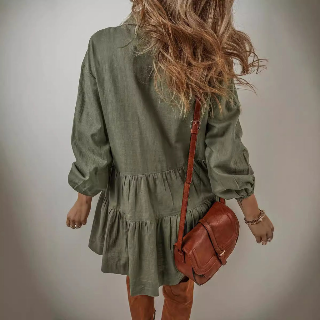 Damen lässiges Hemdblusenkleid Sovae