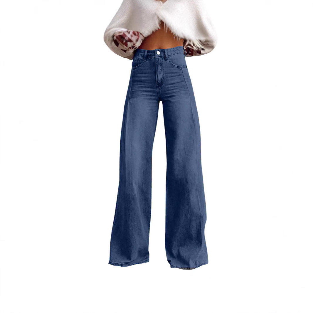 Damen Weit geschnittene High-Waist Jeans Sovae