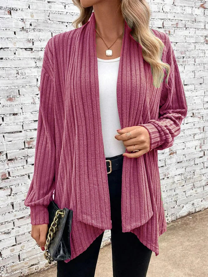Damen offener Strickcardigan mit vertikalen Streifen Sovae