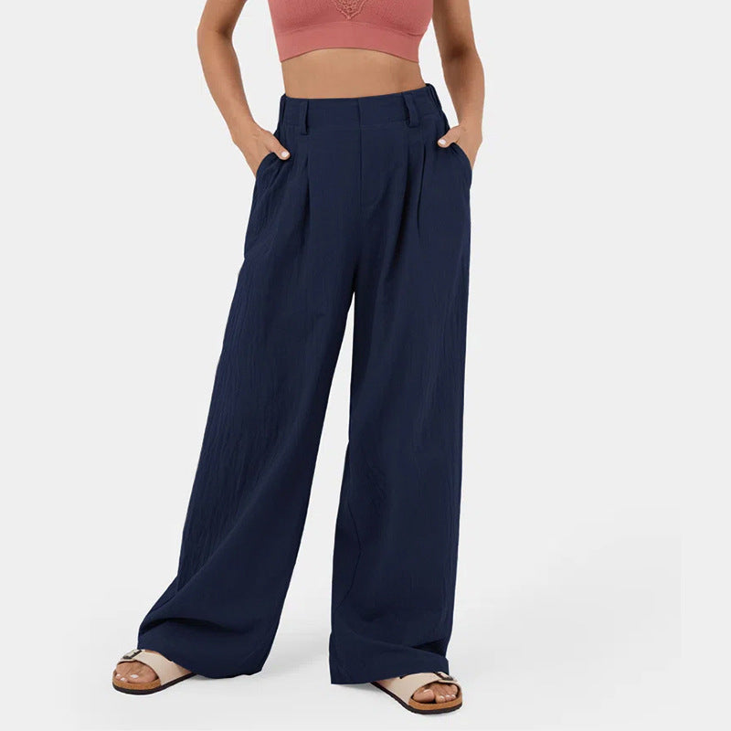 Damen Weite Hosen mit hohem Bund und eleganten Falten Sovae