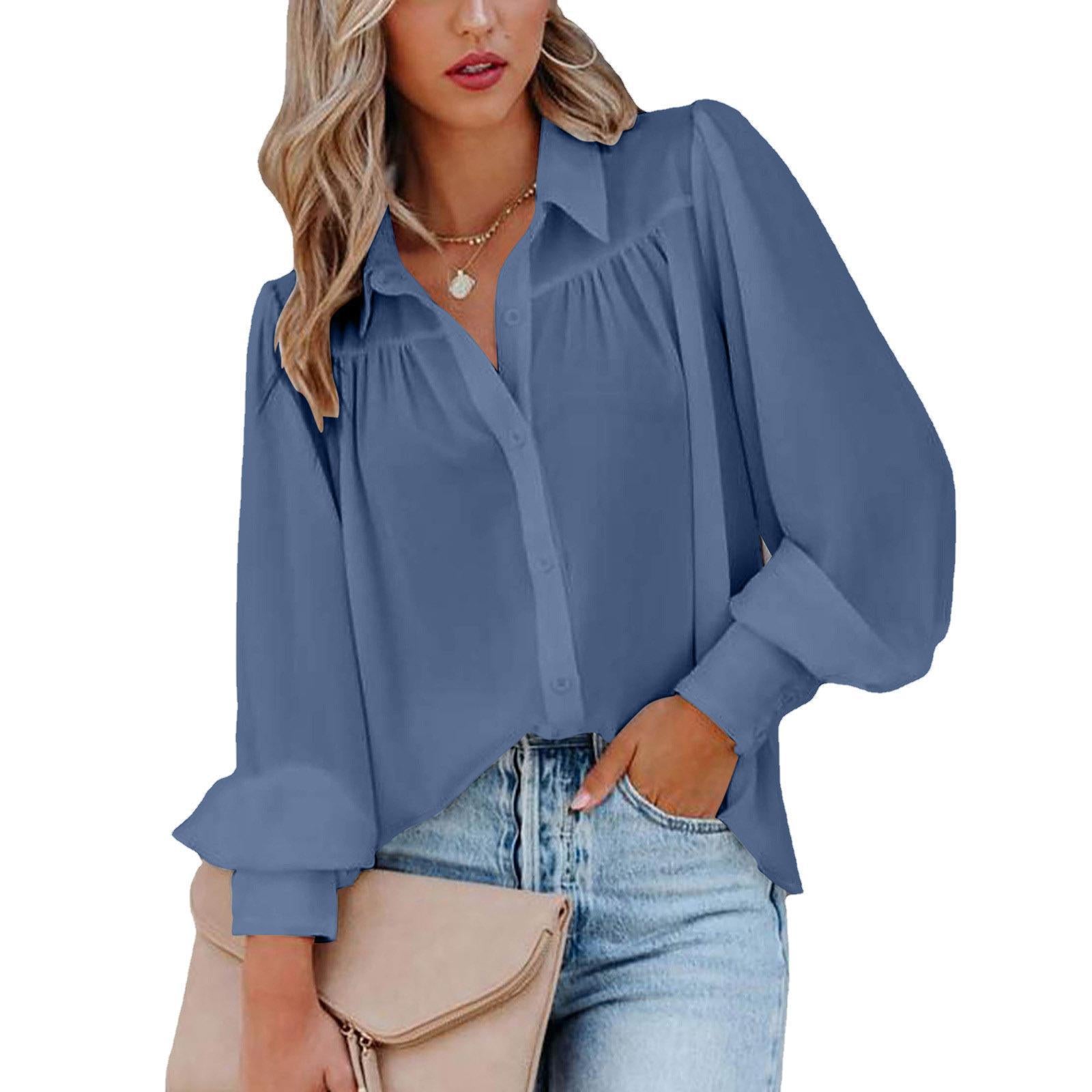 Damen Bluse mit voluminösen Ärmeln und eleganten Rüschendetails Sovae