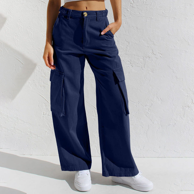 Damen Weit geschnittene Cargo-Hosen mit praktischen Taschen Sovae
