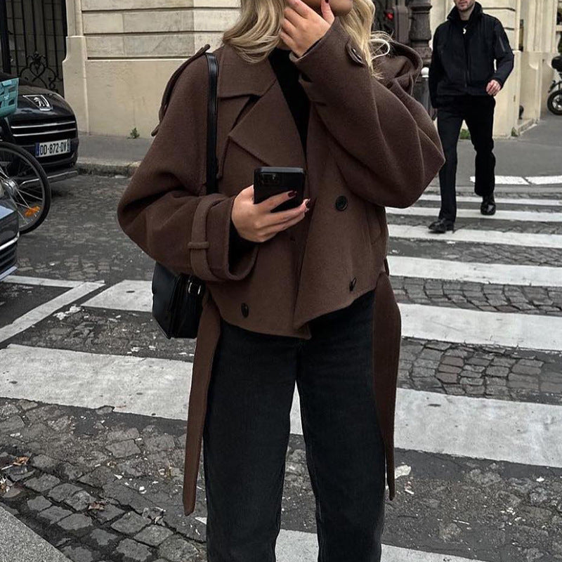 Damen lässige Oversized-Wolljacke Sovae