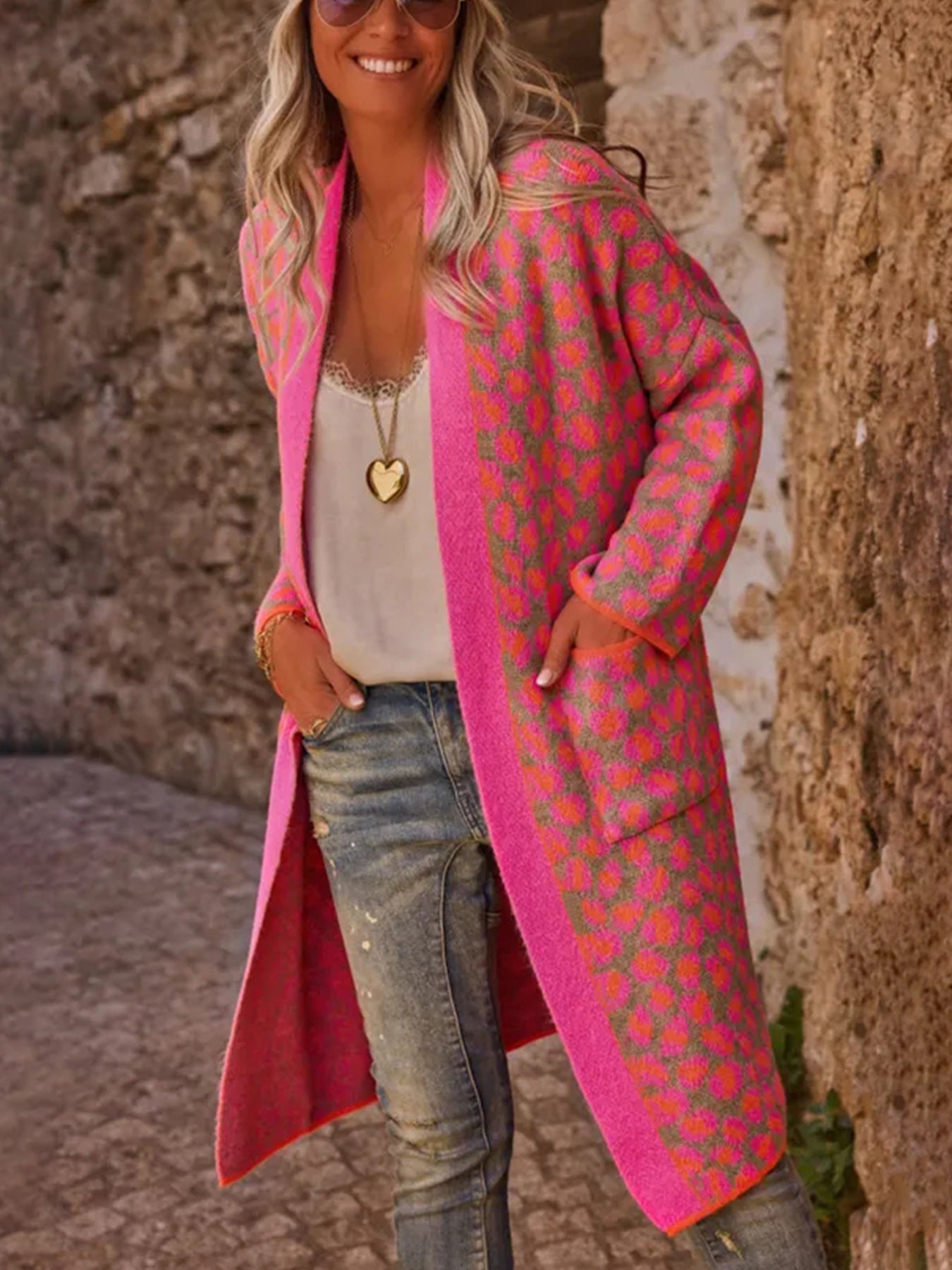 Damen modischer Cardigan mit auffälligem Muster Sovae