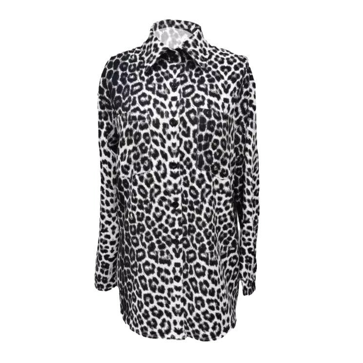 Damen Langärmliges Hemd im Leopardenmuster Sovae