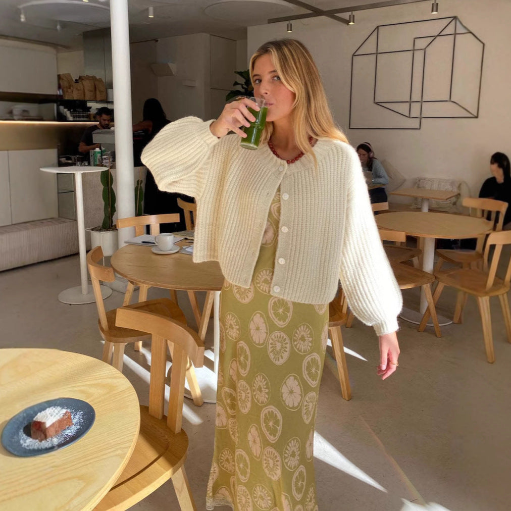 Damen Kuscheliger Strickpullover mit Knopfleiste und lässigem Schnitt Sovae