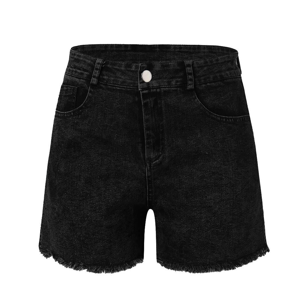 Damen modische Denim-Shorts mit fransigen Säumen Sovae