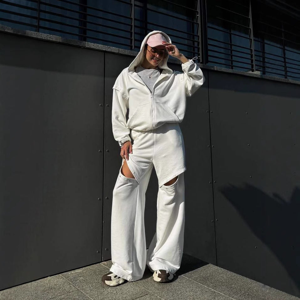 Damen Sportlicher Hoodie und weite Loungehose Set Sovae