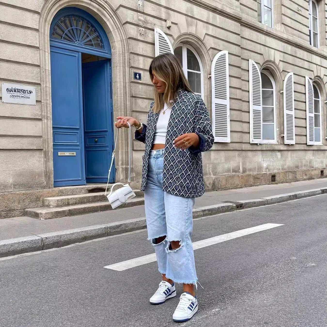 Damen lässige gestreifte Jacke mit elegantem Muster Sovae