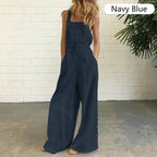 Damen Lässiger Jumpsuit mit weit geschnittenem Bein und seitlichen Knöpfen Sovae