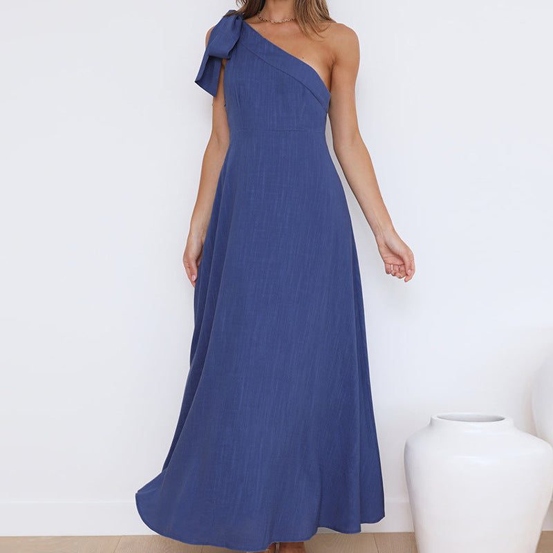Damen Maxi-Kleid mit asymmetrischem Design und verstellbarem Träger Sovae