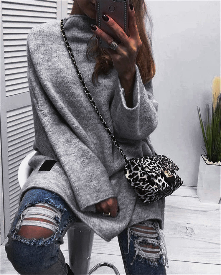 Damen großzügig geschnittener Strickpullover mit weitem Bündchen und modischem Schnitt Sovae