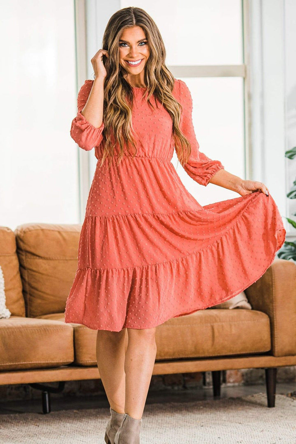 Damen verspielt elegantes Maxikleid mit Rüschendetails Sovae