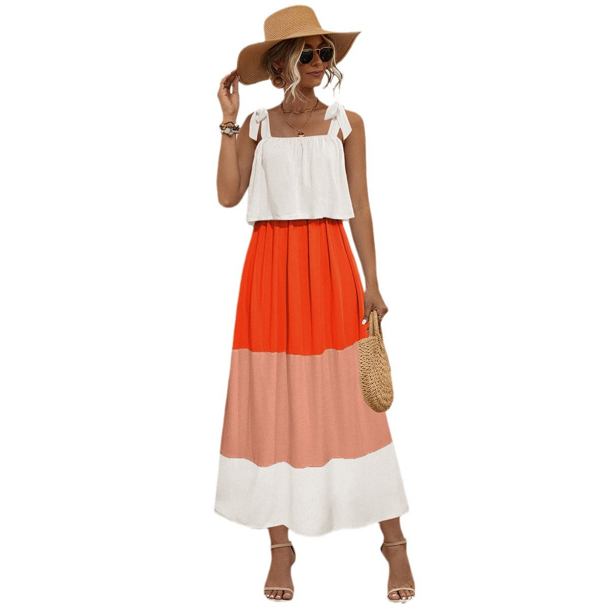 Damen Sommerliches Maxikleid mit verspieltem Bandeau-Oberteil und fließendem Rock Sovae