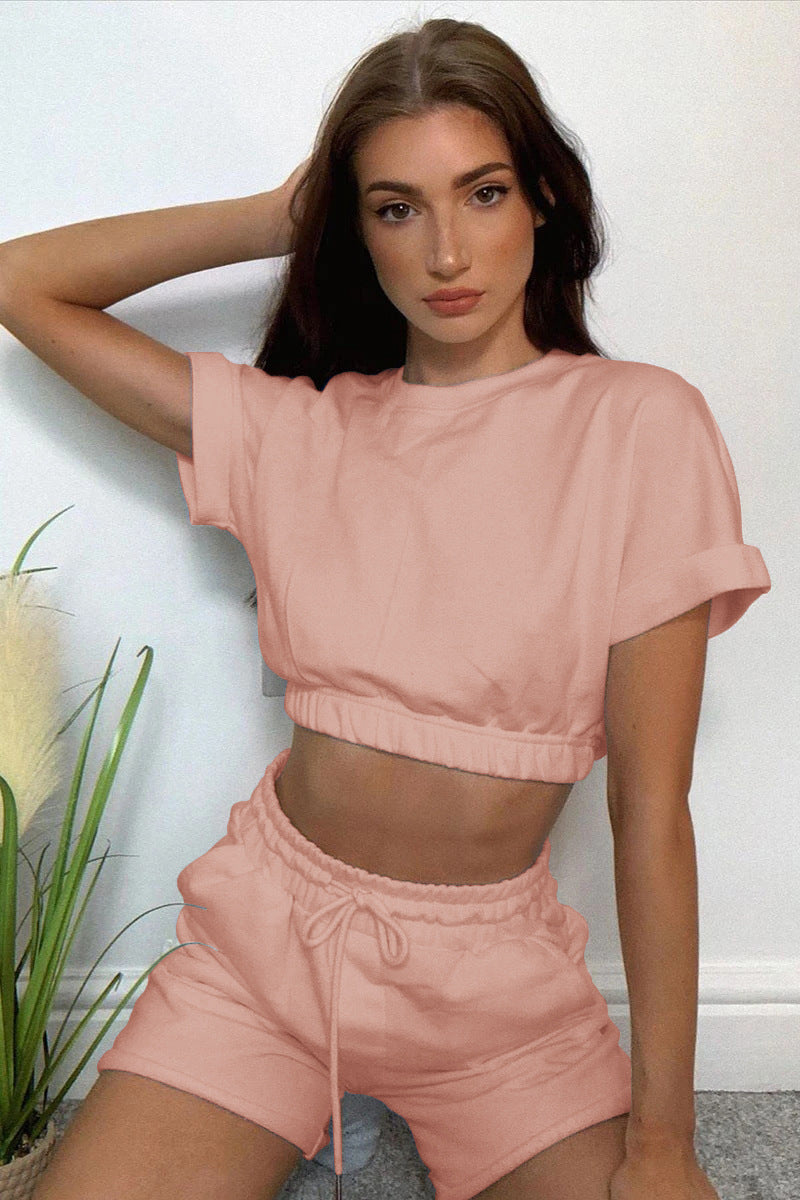 Damen Sportliches Lounge-Set mit verkürztem Oberteil und bequemen Shorts Sovae